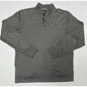 Travis Mathew Sweater Henley Fleece Quarter Button Pullover Mens Large Gray Golf